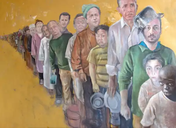 AMAZING!! Syrian Artist Depicts Trump, Obama, Putin And Other World Leaders As Refugees [Photos]